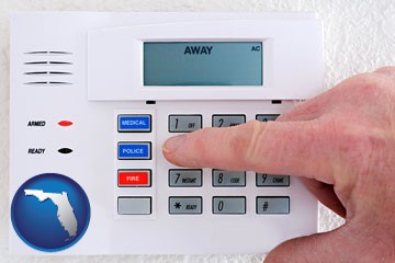 setting a home burglar alarm - with Florida icon
