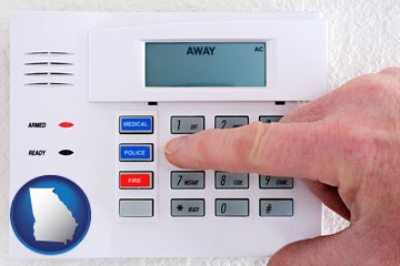 setting a home burglar alarm - with Georgia icon