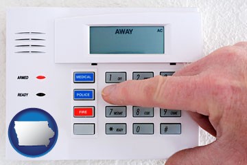 setting a home burglar alarm - with Iowa icon