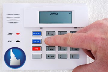 setting a home burglar alarm - with Idaho icon