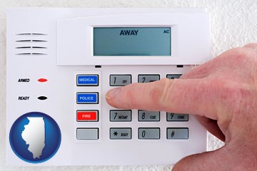 setting a home burglar alarm - with Illinois icon