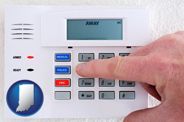 setting a home burglar alarm - with Indiana icon
