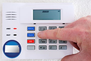 setting a home burglar alarm - with Kansas icon