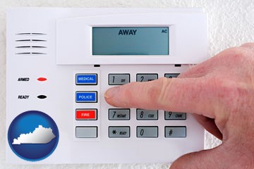setting a home burglar alarm - with Kentucky icon