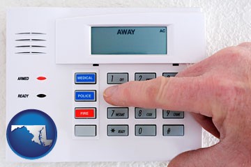 setting a home burglar alarm - with Maryland icon
