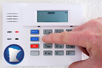 setting a home burglar alarm - with Minnesota icon