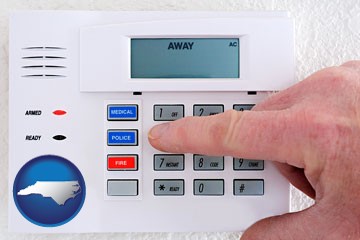 setting a home burglar alarm - with North Carolina icon