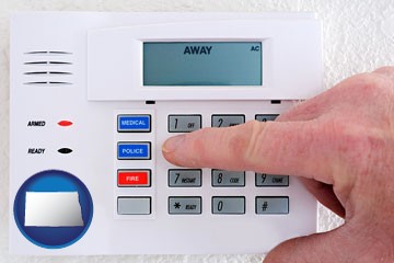 setting a home burglar alarm - with North Dakota icon
