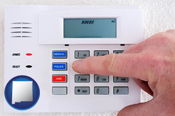 setting a home burglar alarm - with New Mexico icon