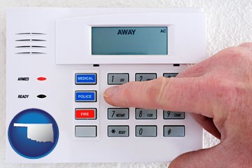 setting a home burglar alarm - with Oklahoma icon
