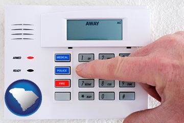 setting a home burglar alarm - with South Carolina icon