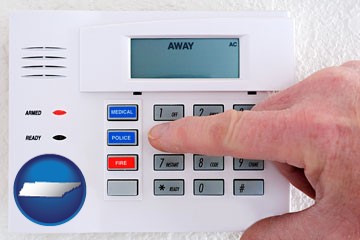 setting a home burglar alarm - with Tennessee icon