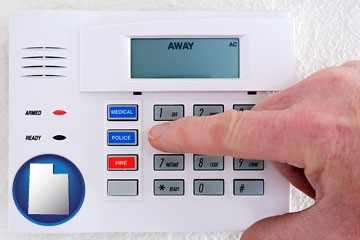 setting a home burglar alarm - with Utah icon