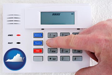 setting a home burglar alarm - with Virginia icon