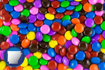 colorful candies - with Arkansas icon