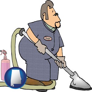 a carpet cleaner using carpet cleaning products - with Alabama icon