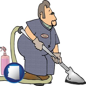 a carpet cleaner using carpet cleaning products - with Arizona icon