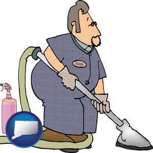 a carpet cleaner using carpet cleaning products - with Connecticut icon