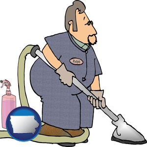 a carpet cleaner using carpet cleaning products - with Iowa icon
