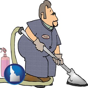 a carpet cleaner using carpet cleaning products - with Idaho icon