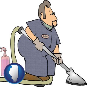 a carpet cleaner using carpet cleaning products - with Illinois icon