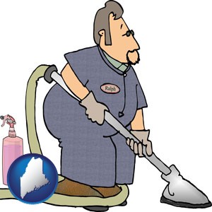 a carpet cleaner using carpet cleaning products - with Maine icon