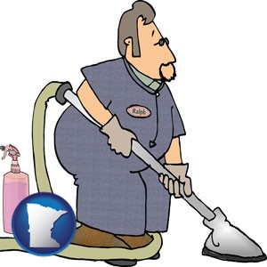 a carpet cleaner using carpet cleaning products - with Minnesota icon