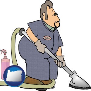 a carpet cleaner using carpet cleaning products - with Oregon icon