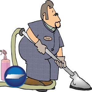 a carpet cleaner using carpet cleaning products - with Tennessee icon
