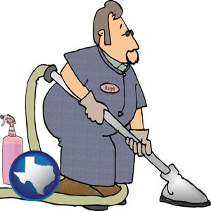 a carpet cleaner using carpet cleaning products - with Texas icon