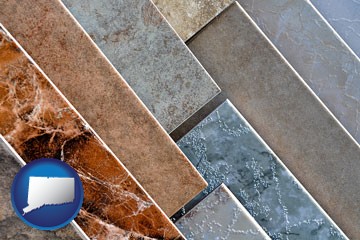 ceramic tile samples - with Connecticut icon