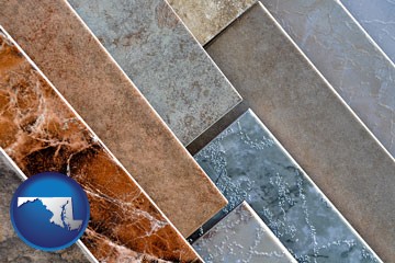 ceramic tile samples - with Maryland icon