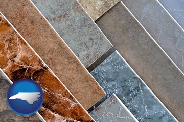ceramic tile samples - with North Carolina icon