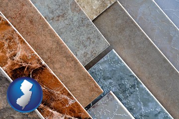ceramic tile samples - with New Jersey icon