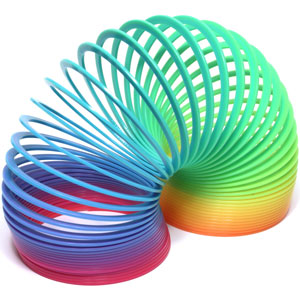 a colorful plastic slinky toy