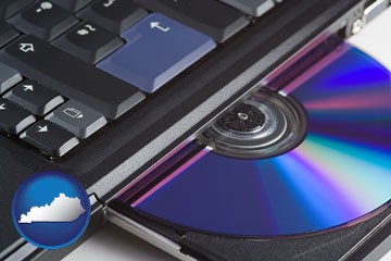 loading software into a laptop computer from a cd - with Kentucky icon