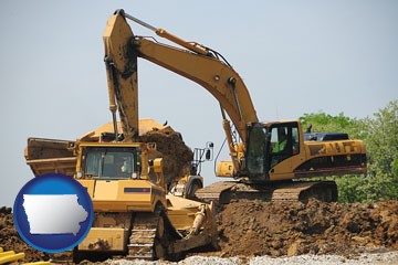 heavy construction equipment - with Iowa icon
