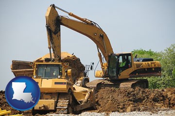 heavy construction equipment - with Louisiana icon
