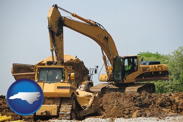 heavy construction equipment - with North Carolina icon