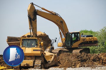 heavy construction equipment - with Rhode Island icon
