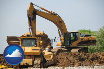 heavy construction equipment - with Virginia icon