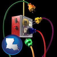 louisiana map icon and electric outlets and plugs