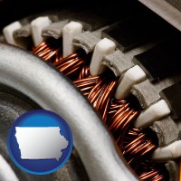 iowa map icon and electric motor internals