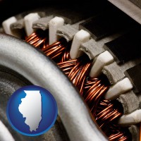 illinois map icon and electric motor internals