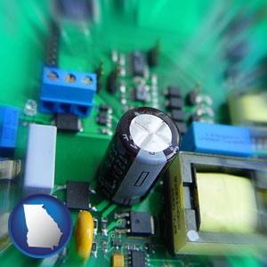electronic components on a circuit board - with Georgia icon