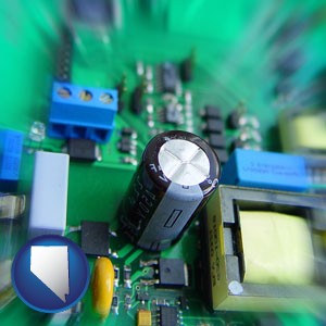 electronic components on a circuit board - with Nevada icon