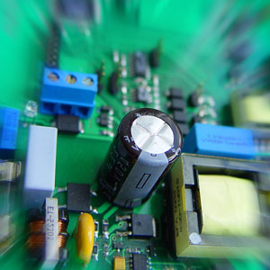 electronic components on a circuit board