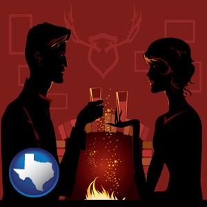 a romantic fireplace setting - with Texas icon