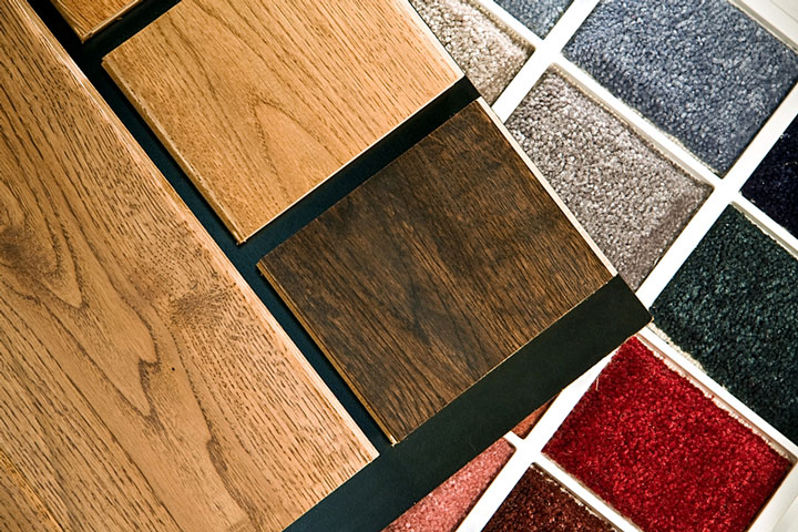 hardwood floor and carpet samples (large image)