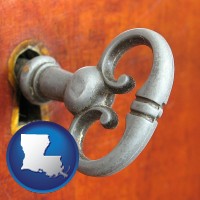 louisiana map icon and an antique furniture key